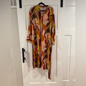 J. McLaughlin Colorful Geometric Long Sleeve Dress